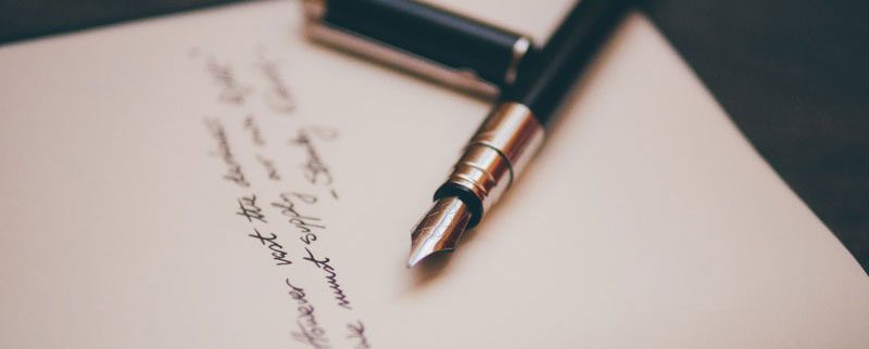 Fountain pen on handwritten paper.