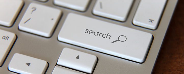 Keyboard with a search key button.