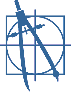 Compass and ruler on geometric background.
